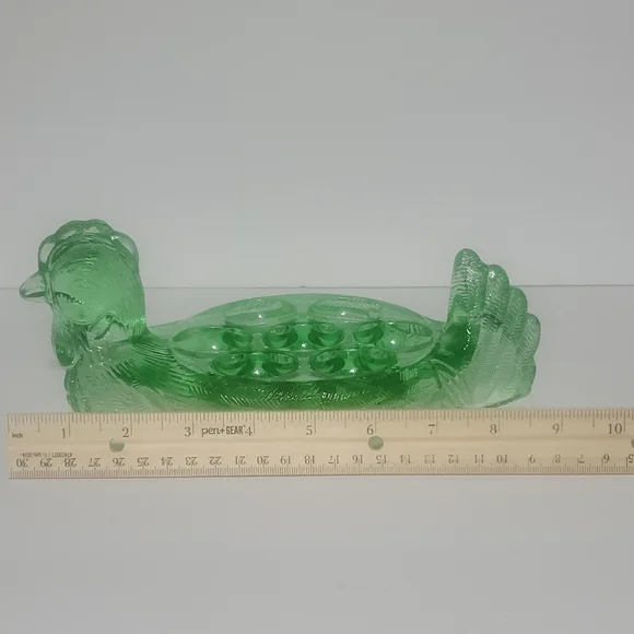 Green Glass Hen Egg Holder - Picture 3 of 5